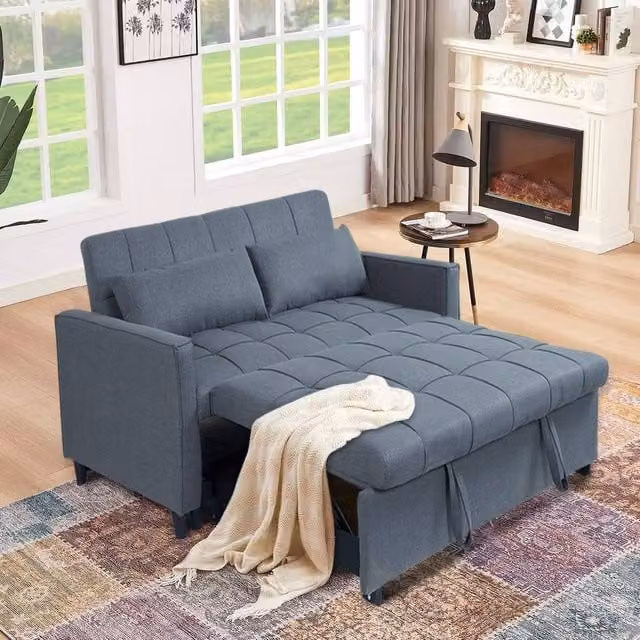 FURNITURE ONE Double Convertible 3 in 1 Pull Out Sofa Bed in Light Grey – 1