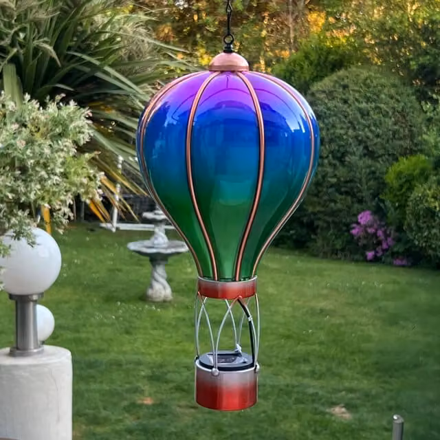 Betley Butterfly Metal Outdoor Hanging LED Light, Blue and Multicolour, W: 20 cm, H: 14 cm, D: 45 cm