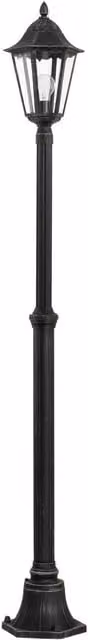 Loops IP44 Outdoor Bollard Light Black and Silver Aluminium Lantern with 200cm Post and E27 60W Socket – 1