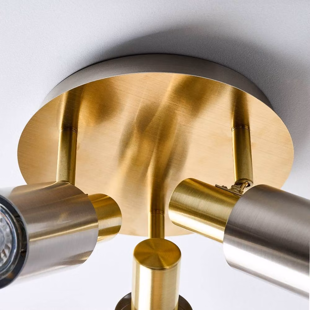 Pagazzi Hayes 3-Light Adjustable Spotlight Plate in Grey and Gold/Brass Metal for Ceiling Mounting – 4