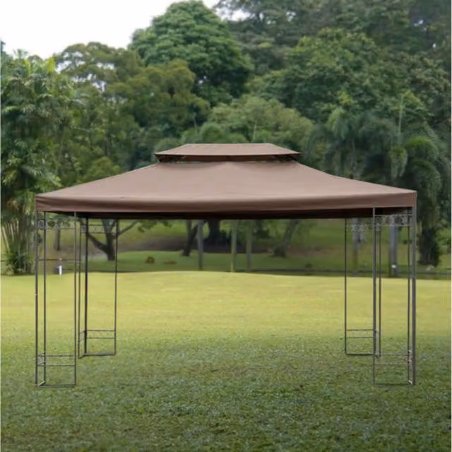 Outsunny Brown Polyester Replacement Patio Gazebo Tent Cover