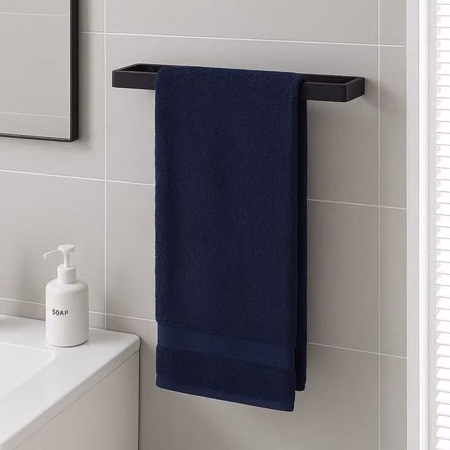 House of Home Black Wall Mounted Stainless Steel Rectangle Towel Rail, Width: 40 cm – 1