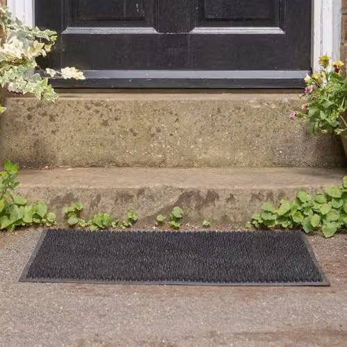 Nicola Spring Heavy Duty Rubber Door Mats, Black Classic, Pack of 2, W: 60 cm, D: 40 cm, H: 1 cm – 2