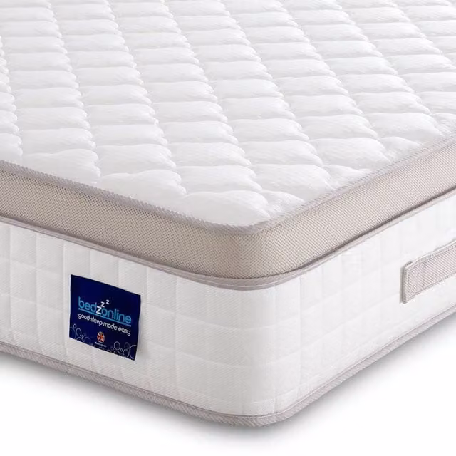 Bedzonline Hybrid Memory Foam Mattress with Temperature Regulation in Beige and White, W/D/H: 75 x 190 x 25 cm – 1