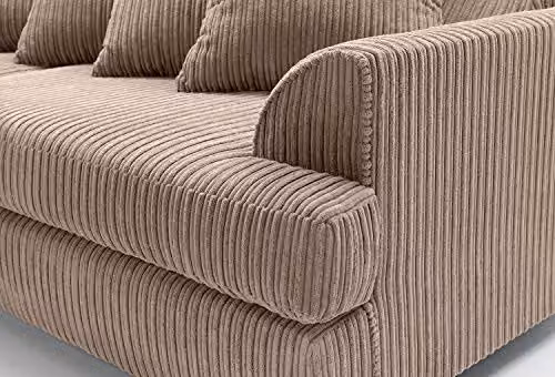 Abakus Direct Ferguson Left Facing Corner Sofa in Brown Cord Fabric – 4