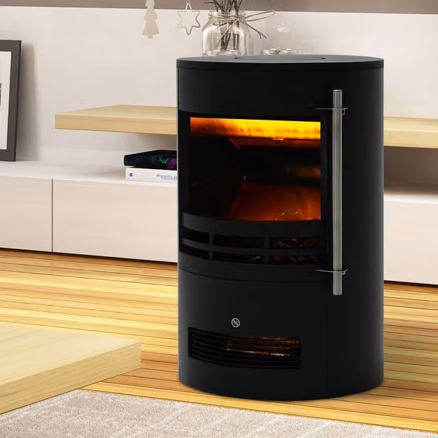 HOMCOM Electric Fireplace Heater in Black with 900W and 1800W Settings