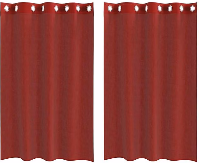 Berkfield Home Red Plain Voile Fabric Panel Curtains with Eyelets, 2 Pack