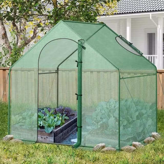 Kelvenix Portable Outdoor Warm House in Green with Roll-up Zippered Door and Window
