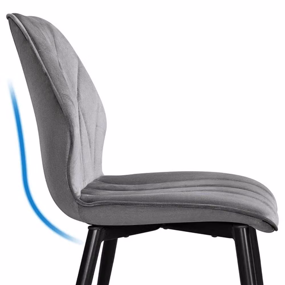 KORVIXA Set of 2 Modern Grey Velvet Kitchen and Dining Chairs – 3