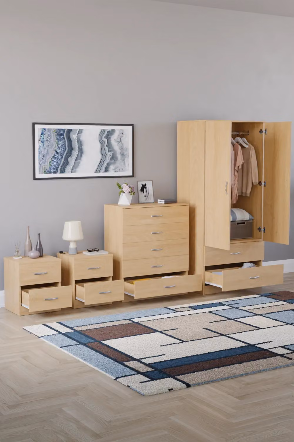 Vida Designs Riano 4 Piece Bedroom Set in Brown
