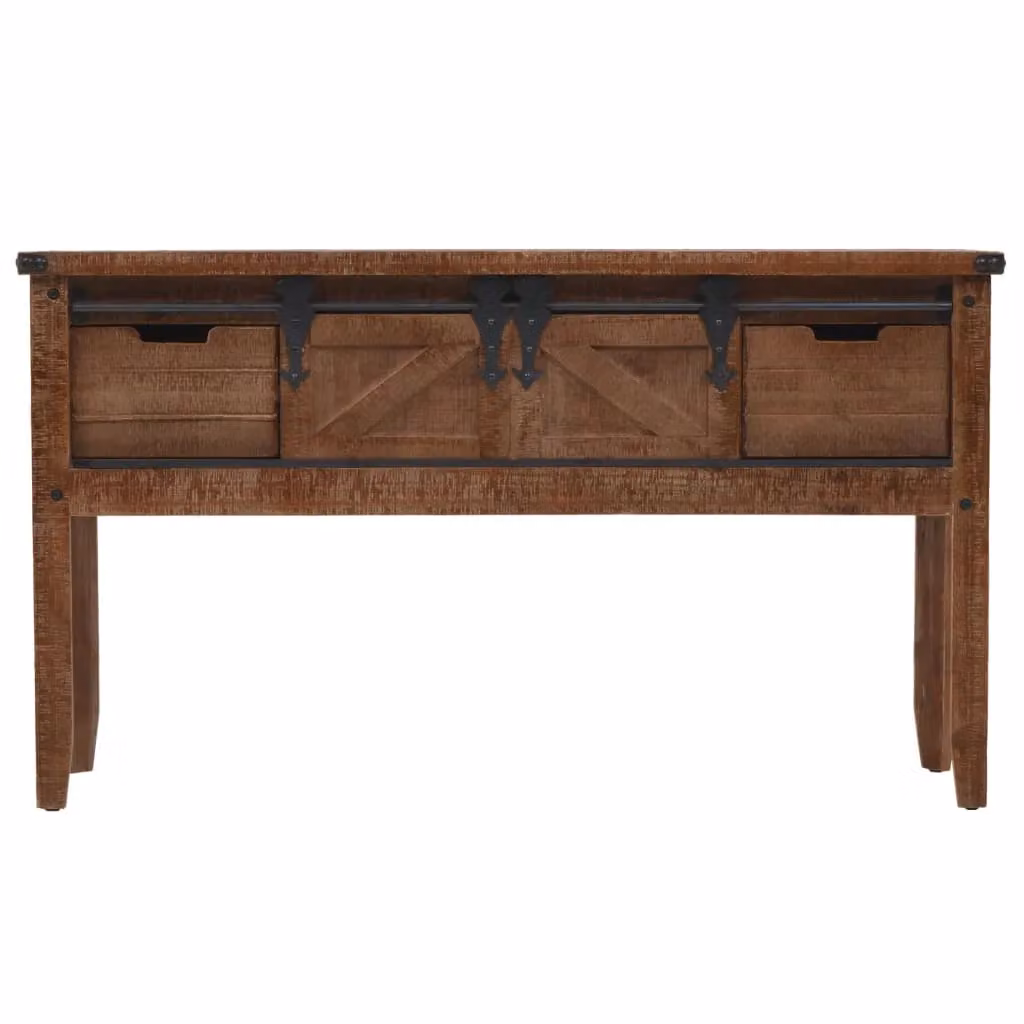 Berkfield Home Solid Fir Wood Console Table, Brown, W: 131 cm, D: 35.5 cm, H: 75 cm – 2
