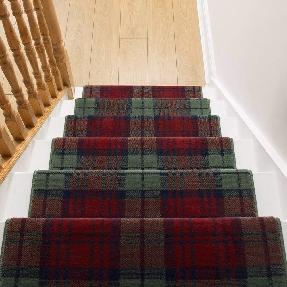 runrug Tartan Stair Runner Carpet in Red, W: 60 cm, L: 600 cm – 4