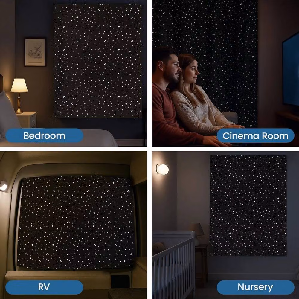 FLAVORA Adhesive Blackout Blinds in Black, Thermal Insulating Polyester, W/H: 200 x 145 cm – 5