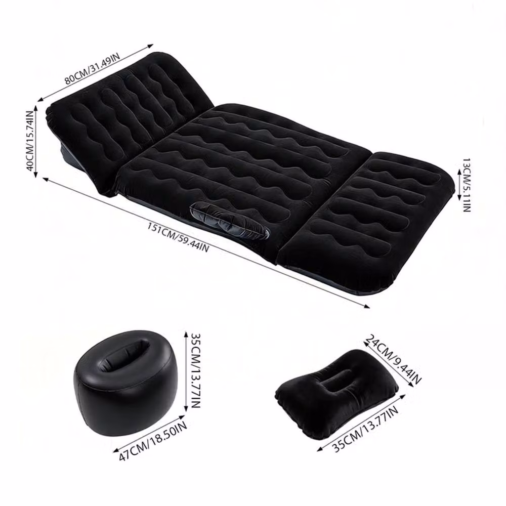 Kelvenix Inflatable Travel Mattress Seat in Black, W/D/H: 190 x 80 x 40 cm – 2