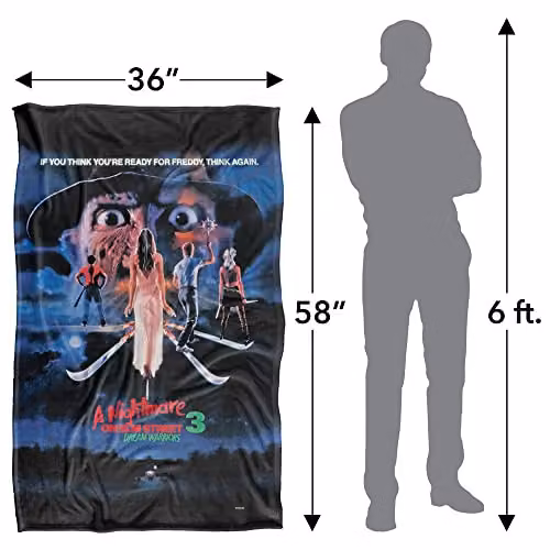 LOGOVISION Nightmare On Elm Street 3 Poster Super Soft Fleece Throw Blanket, Multicolour, W/D/H: 91 x 147 cm – 2
