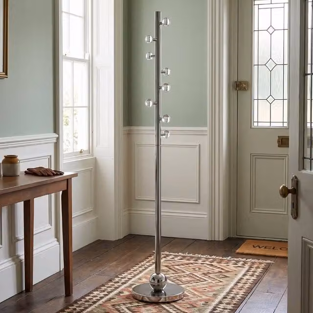 HOME LUXE INTERIOR Modern Silver Stainless Steel Freestanding Coat Rack Stand, Height: 182 cm