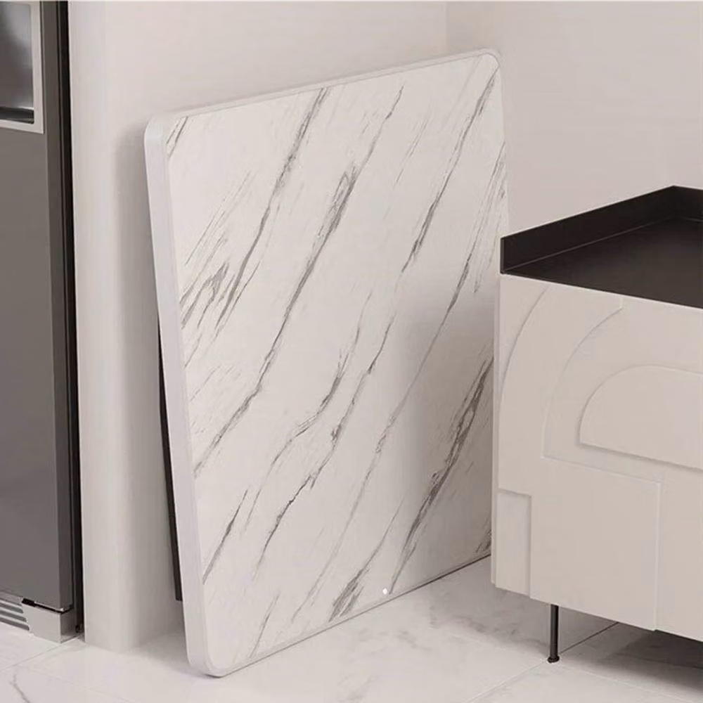 FLAVORA White Marble Effect Round Folding Dining Table – 3