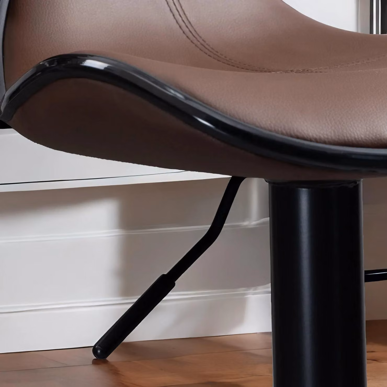 Rafaelo Mobilia Set of 2 Brown Synthetic Leather Swivel and Adjustable Height Dining Chairs – 3