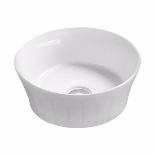 Nuie NBV167 Modern Round Ceramic Countertop Bathroom Sink Basin, White, W: 36 cm, D: 36 cm, H: 14 cm
