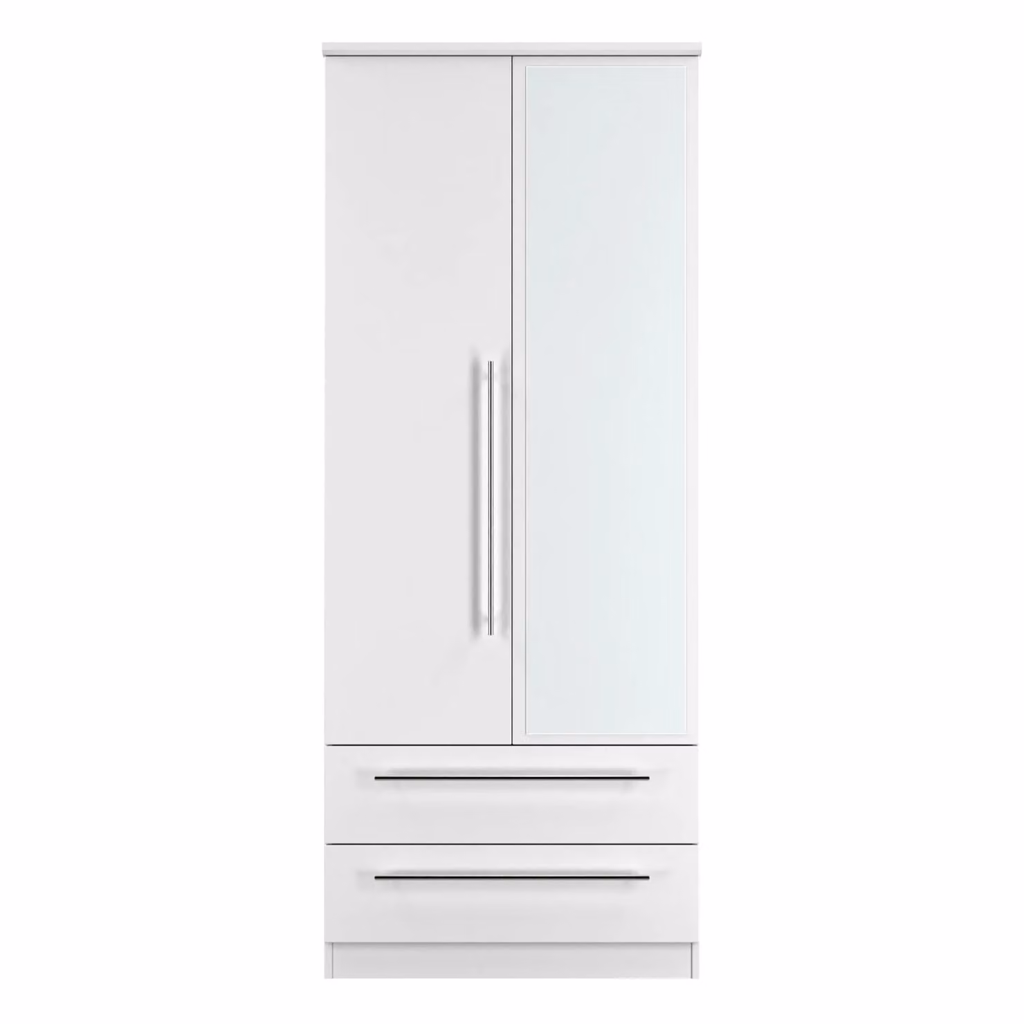2 U Carlton Ready Assembled 2 Door 2 Drawer Mirrored Wardrobe in White – 2