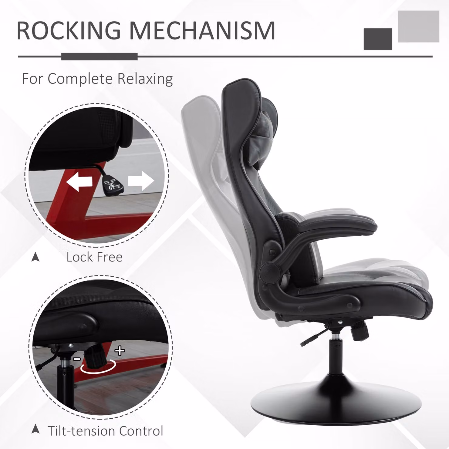 Vinsetto Black Synthetic Leather Video Game Chair with Headrest and Armrests – 6