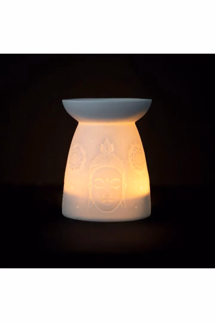 KDMD White Ceramic Buddha Face Tealight Oil Burner – 3