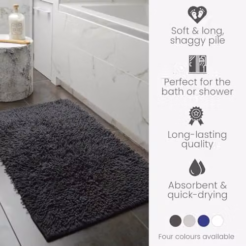 Allure Bath Fashions Tumble Twist Bath Mat, Charcoal Grey, 100% Cotton, W: 55 cm x L: 90 cm – 4