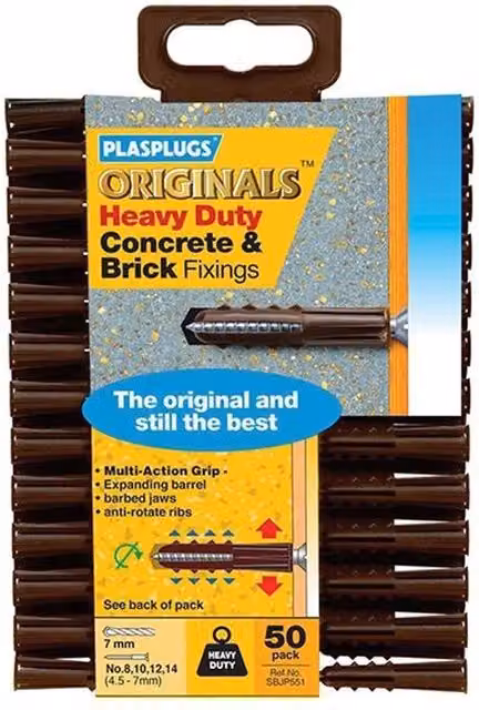 Plasplugs Heavy-duty Brown Plastic Expansion Plugs for Concrete and Brick