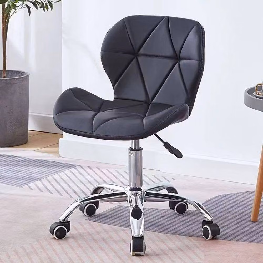NESTLUNE Black Height Adjustable Dressing Table Stool with Synthetic Leather and 360 Degree Swivel – 2
