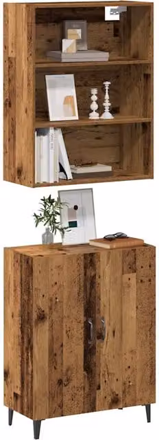 Berkfield Home Industrial Sideboard and Wall Cabinet Set in Brown Matt Engineered Wood