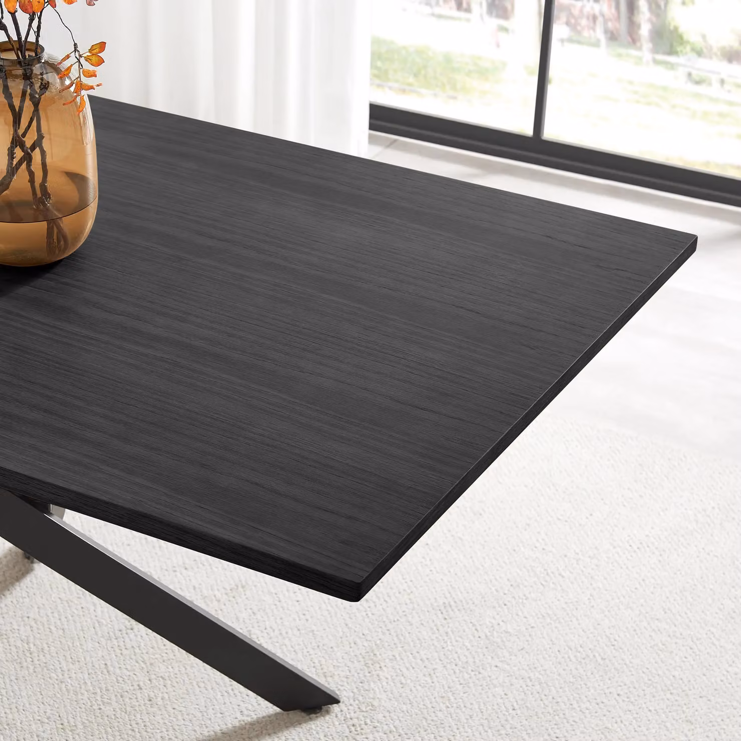 FurnitureboxUK Leonardo Rectangular 6 Seater Dining Table in Black Wood and Metal – 2