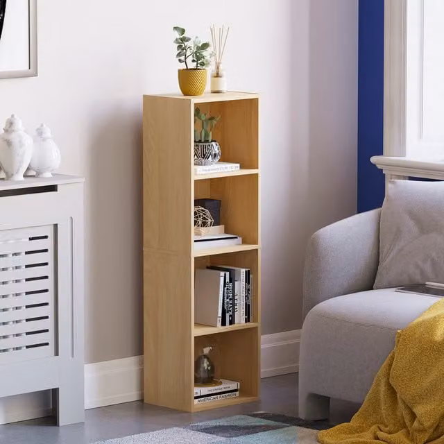 Vida Designs Oxford Cube 4 Tier Bookcase in Oak