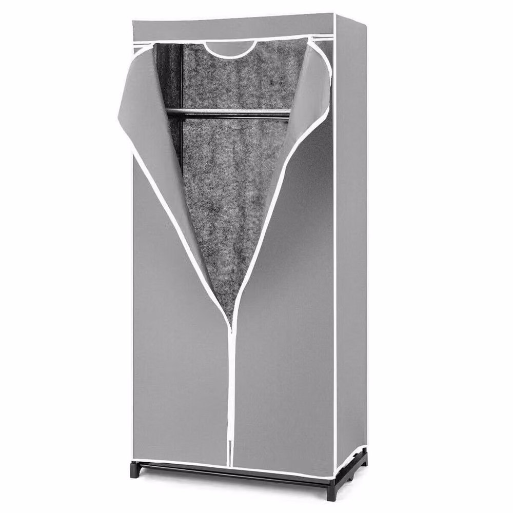 EONLION Single Fabric Folding Clothes Wardrobe in Grey, Width: 100 cm – 2