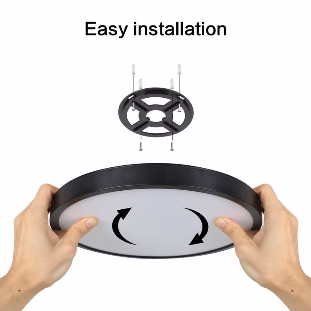 COMELY Modern 24W LED Dome Flush Ceiling Light in Black, IP54 Rated, Diameter: 30 cm – 6
