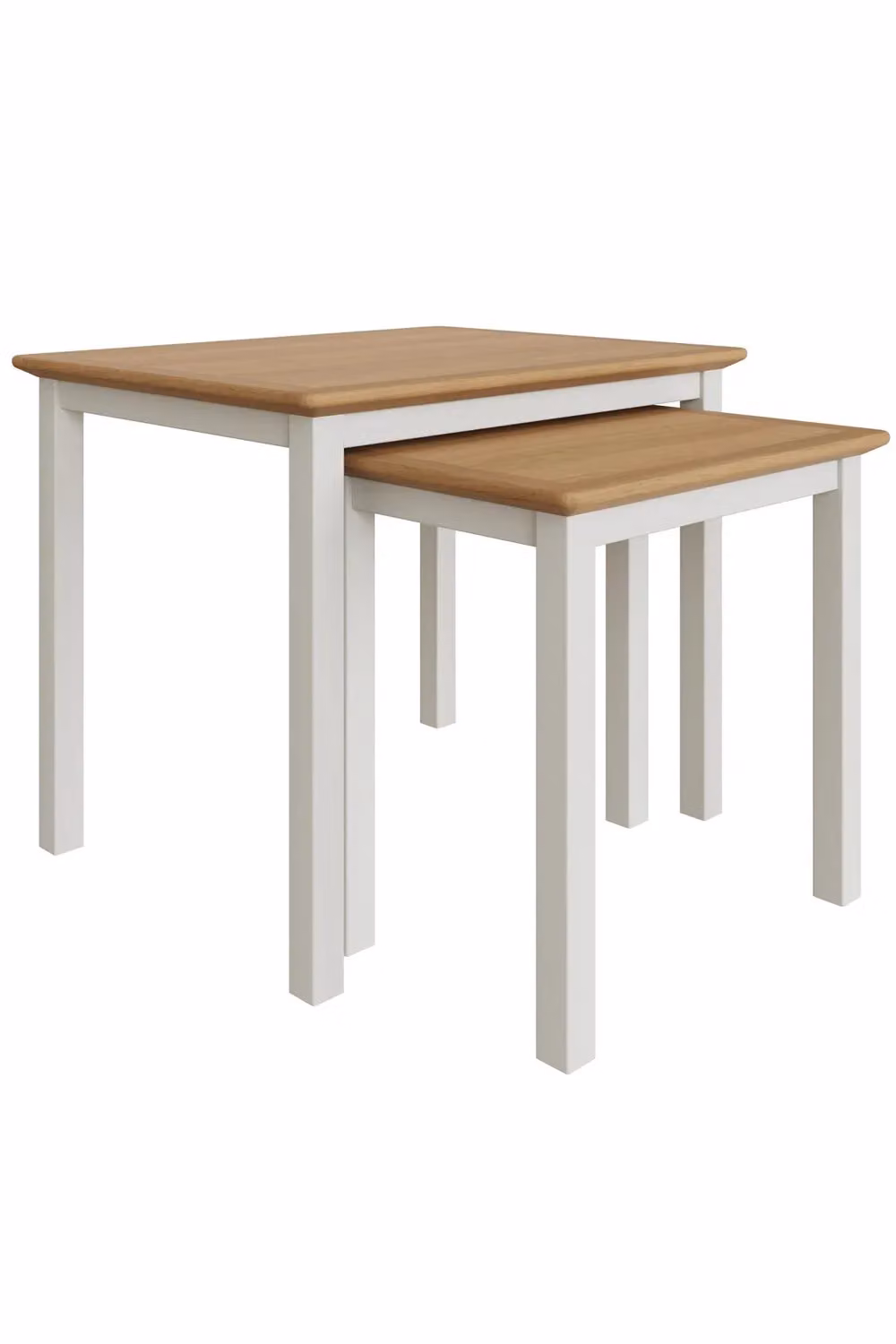 FWStyle Nest of 2 Tables with White Linen and Oak Tops, W/D/H: 55 x 45 x 44 cm – 4