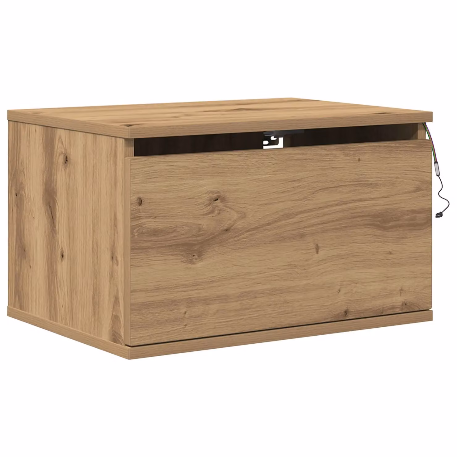 Berkfield Home Wall-Mounted Artisan Oak Bedside Cabinet with Integrated LED Lighting, Brown, W: 50 cm, D: 36 cm, H: 30 cm – 2