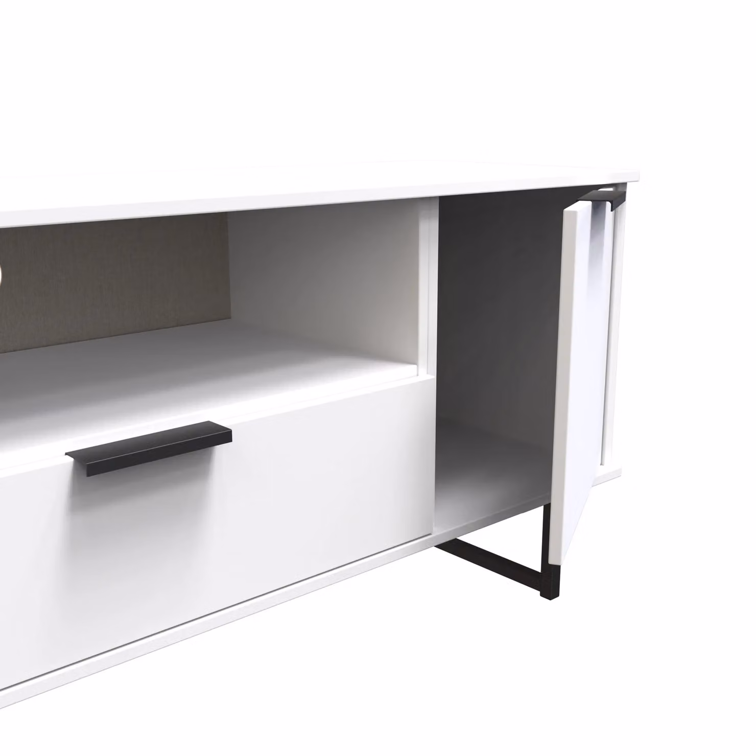 Ready Assembled 2 U Fuji Wide TV Unit with 2 Doors and 1 Drawer in White – 2