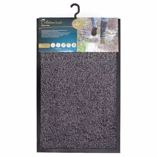JVL Admiral Microfibre Barrier Doormat, Charcoal Grey, W: 50 cm, D: 80 cm, H: 0.5 cm – 1