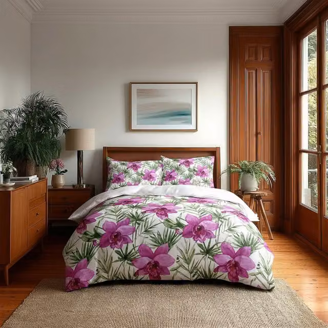 Home Sweet Home UK Double Duvet Cover and Pillowcase Set in Purple with Floral Design, Polycotton Bed Linen, W/D/H: 200 x 200 cm – 2