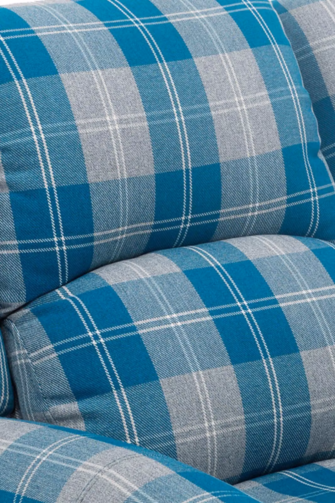 More4Homes Eaton Wing Back Checked Fabric Pushback Recliner Armchair in Blue – 3