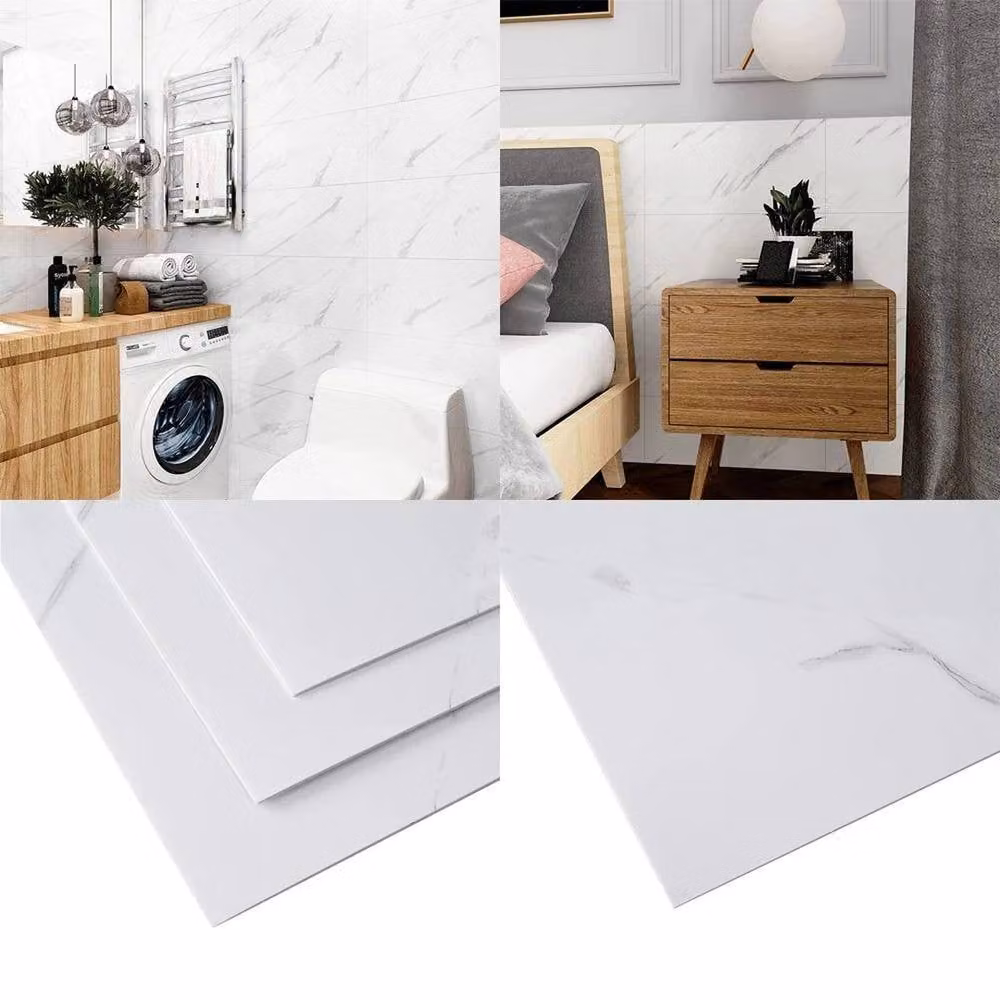 PAWNORA 10-Pack White Marble-Look Glossy Wall and Ceiling Tiles – 2