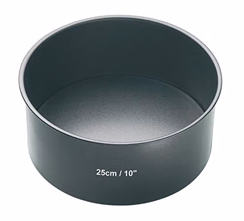MasterClass Non-Stick Loose Base Round Deep Cake Tin, Grey, Carbon Steel, Diameter: 25 cm – 1