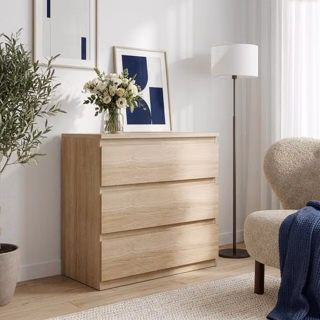 Furniture To Go Edmore 3 Drawer Chest in Sonoma Oak
