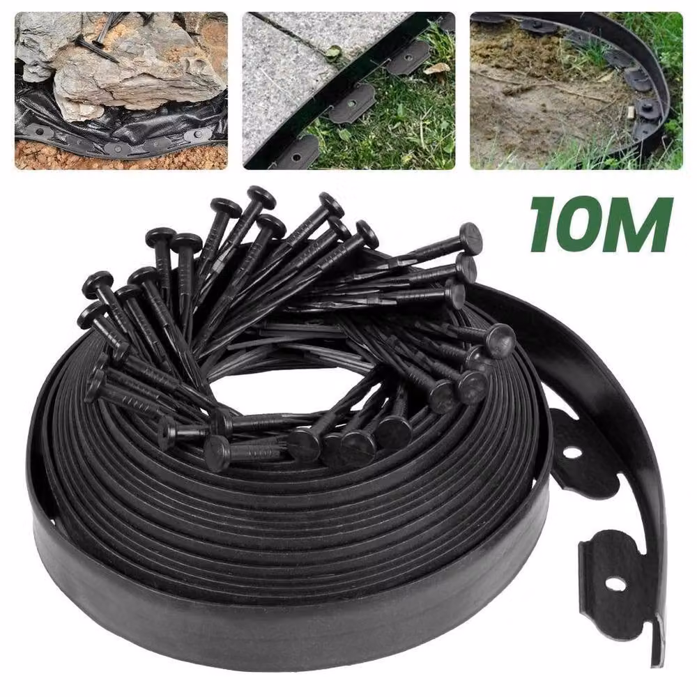 NESTLUNE Flexible Garden Border Grass Lawn Path, Black, W/D/H: 100 x 15 cm – 3