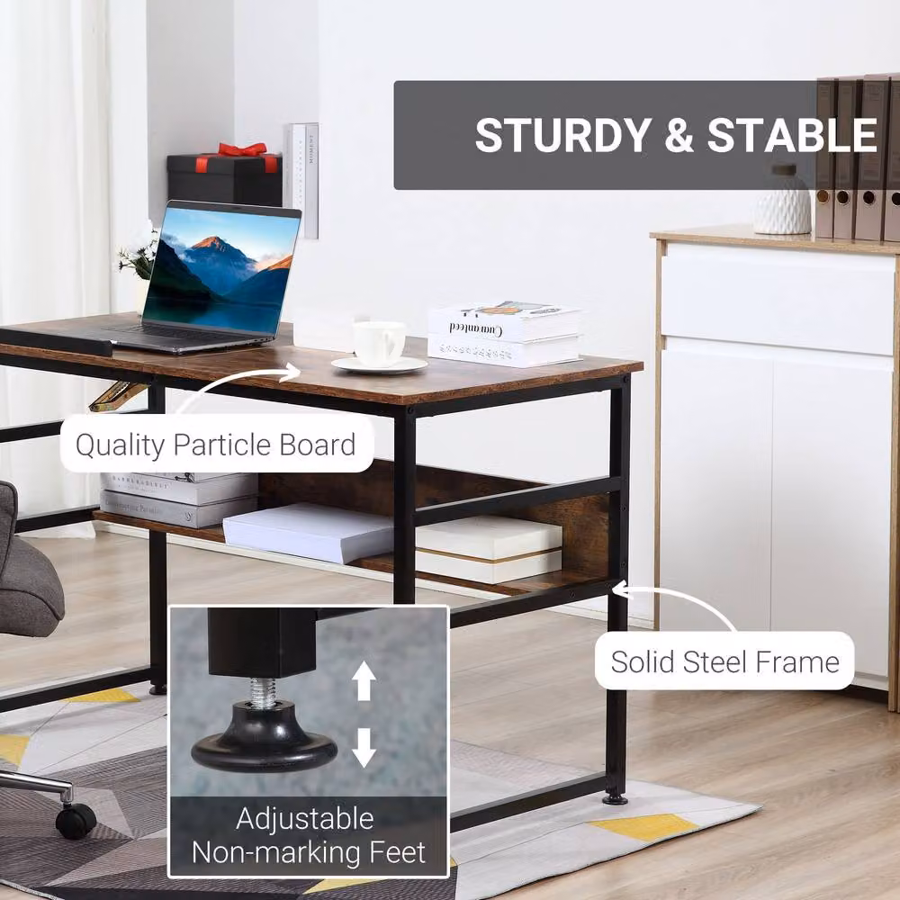 Rolipo Adjustable Drafting Table with Tilting Top and Storage Shelf in Brown – 7