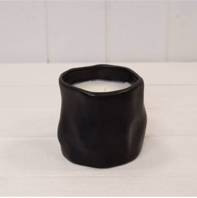 KDMD Timeless Black Sculpted Ceramic Pillar Candle