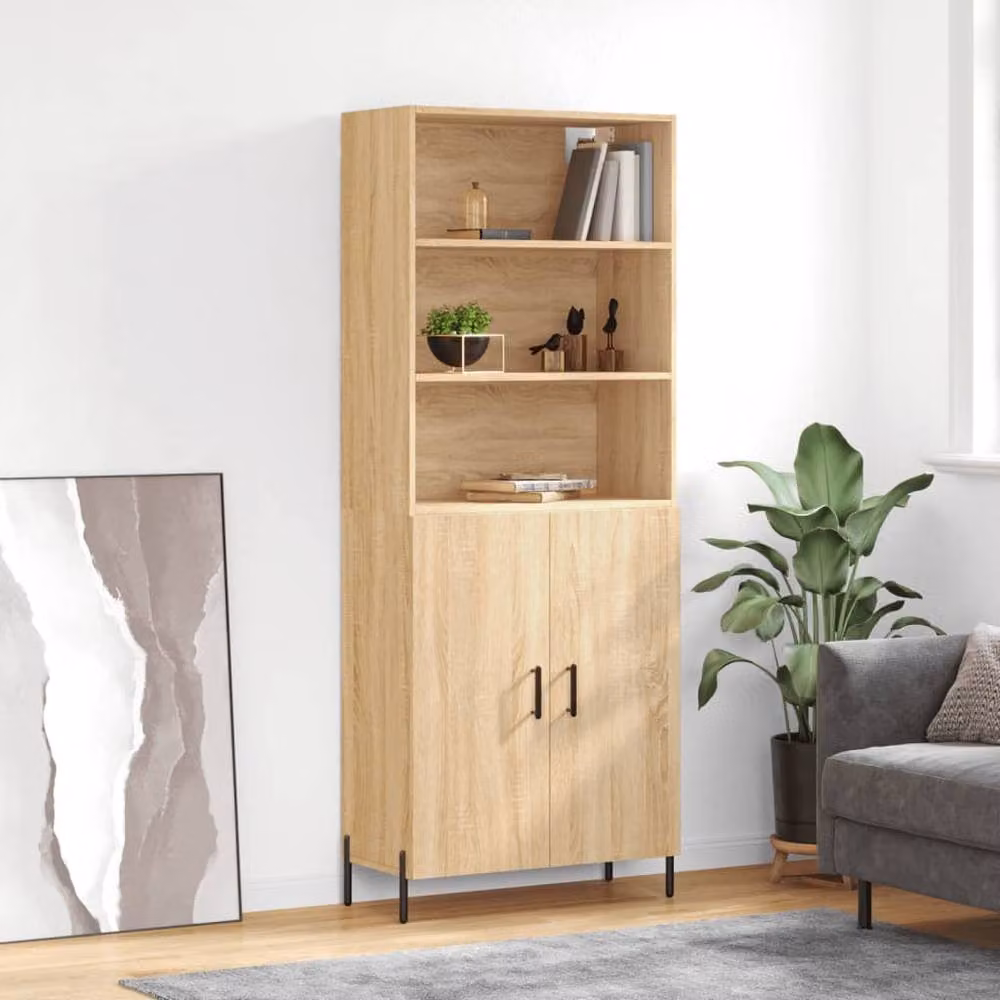 Berkfield Home Sonoma Oak Highboard in Light Brown, W/D/H: 69.5 x 34 x 180 cm – 2