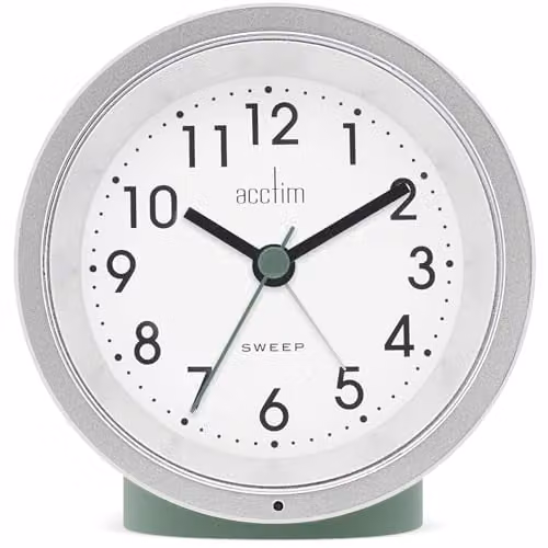 Acctim Caleb Analogue Smartlite Crescendo Alarm Clock in Green and Silver