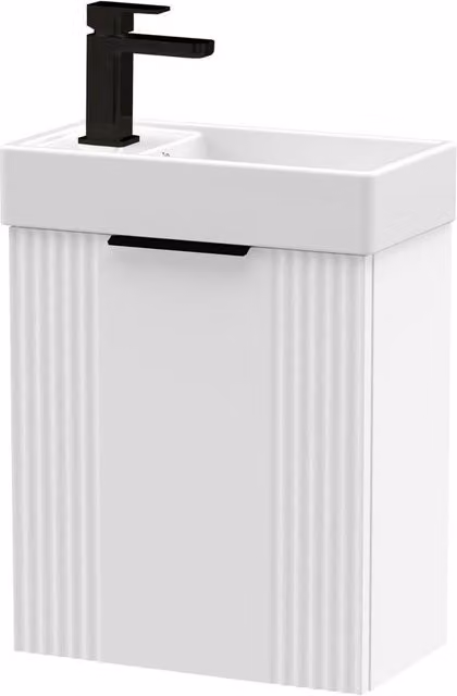 Balterley White Wall Mounted Bathroom Vanity Unit with Black Handle – 1