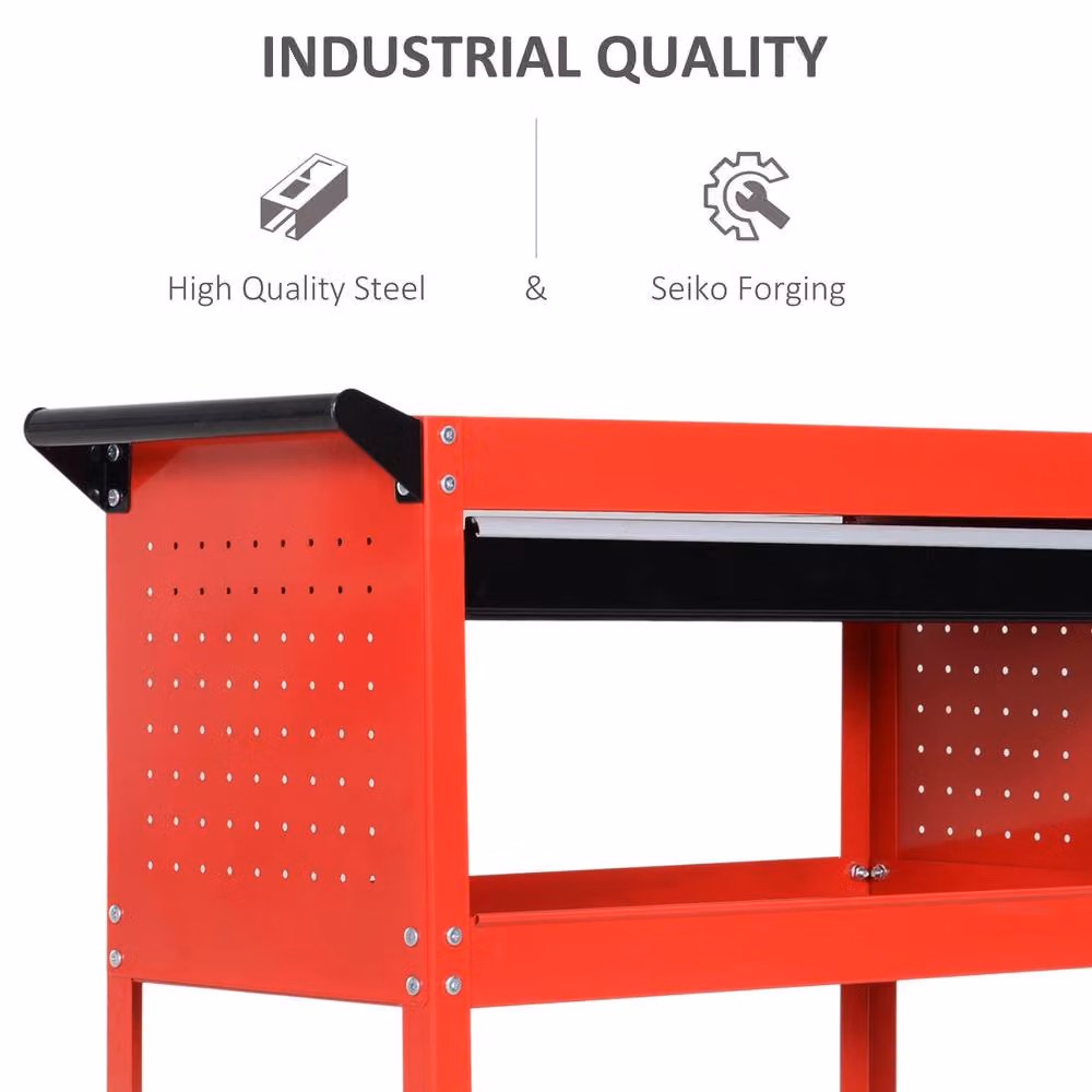 STILVORA Metal Tool Trolley Storage Unit with Wheels in Red – 6
